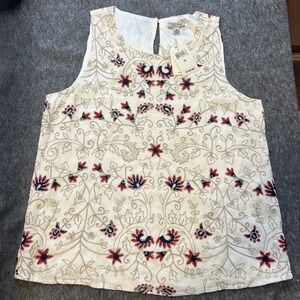 NWT $149 Lucky Brand Women's Med Boho Tank Floral Chic Soft Embroidered Beadwork